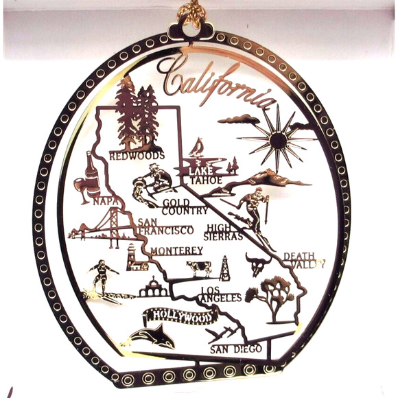 California State Landmarks Brass Ornament Redwoods Napa Lake Tahoe Hollywood - Picture 3 of 9